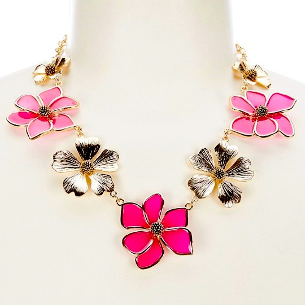 New Gemma Layne Stained Glass Flower Statement Necklace